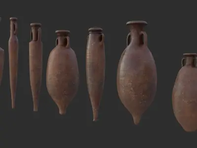 Amphora - Red Terracotta Low-poly 3D model