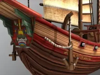 Chinese Junk Ship Low-poly 3D model