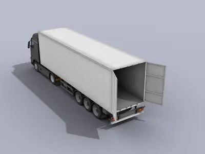 Big Truck With Trailer Low-poly 3D model