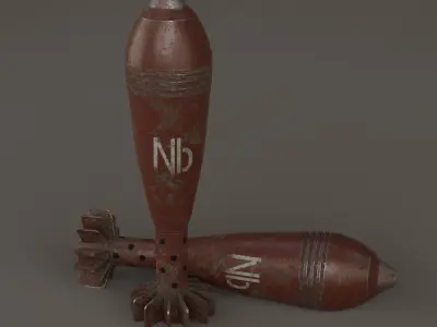 8 cm Wurfgranate 34 Low-poly 3D model