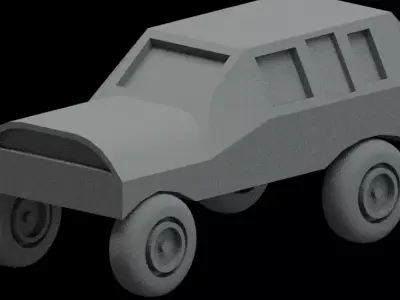 Military car low poly Low-poly 3D model