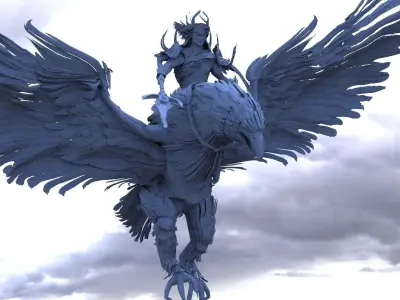 Giant Eagle with warrior Kit bash 3D model