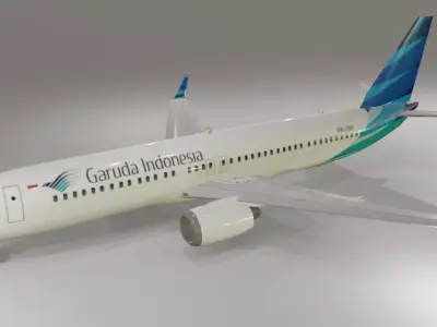 Garuda Indonesia Boeing 737-800 3D Model with cockpit Low-poly 3D model