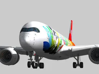 Airbus A350-900 XWB Sichuan Airlines livery Low-poly 3D model