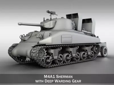 M4A1 Sherman with Deep wading gear 3D model