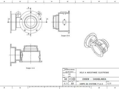 Bikes electric assist system Free 3D model