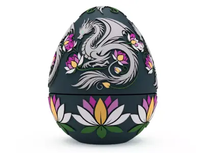 Enchanted Lotus Dragon Egg Embossed and Debossed 3D print model