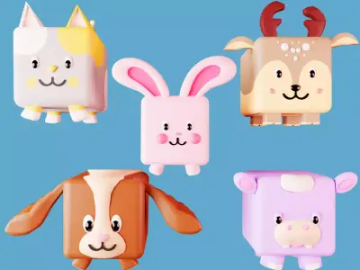 Cube Pets Low-poly 3D model