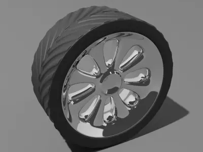 Hot rod chrome wheel Low-poly 3D model