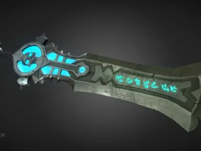 Gravekeeper sword with lights Low-poly 3D model
