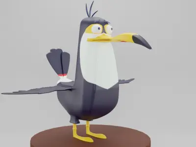 Crazy Toucan cartoon bird 3D model Low-poly 3D model