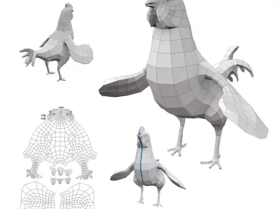 32 Animals Base Meshes Free low-poly 3D model