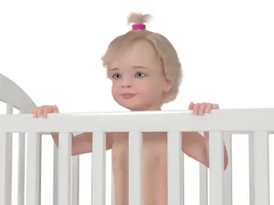 Little Girl in Bed Standing Fur 3D model