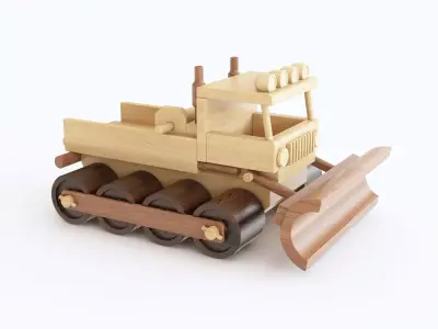 Wooden toy snow truck 06 3D model