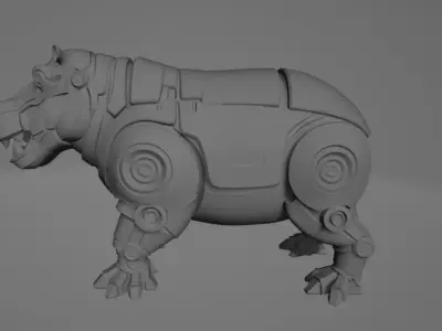 Robotic Hippo  - High Poly 3D model