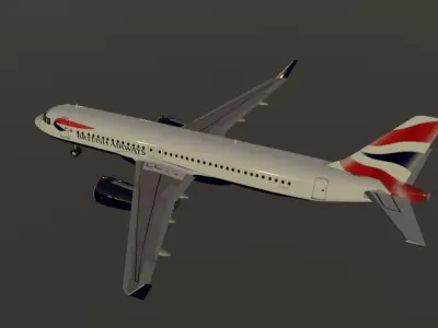 British Airways Airbus a320neo low poly 3D Model Low-poly 3D model