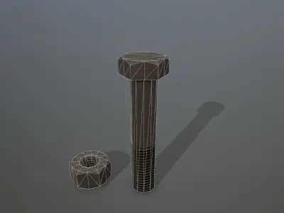 Bolts bolt and nut Low-poly 3D model