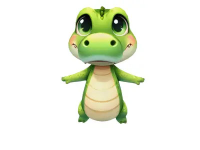 Chompy The Cheerful Crocodile Low-poly 3D model