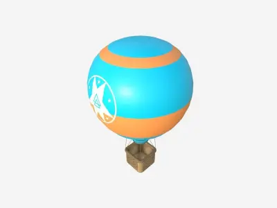 Balloon Hot Air 01 Blue Orange - Aircraft Cartoon Low-poly 3D model