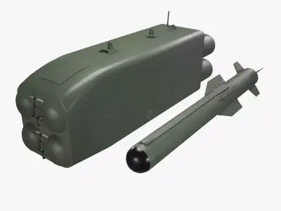  Launcher PARS 3LR With Missile X4 Low-poly 3D model