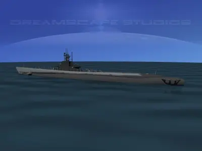 Balao Class Submarine USS Icefish SS343 3D model