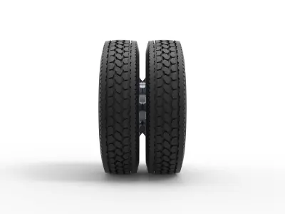 Rear custom wheel of semi truck Scale 1 to 25 3D print model