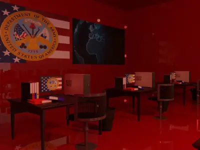 Military Control Room Low-poly 3D model
