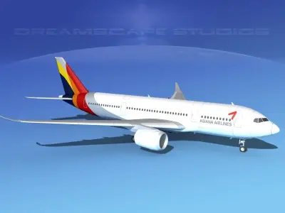 Airbus A350-800 Asiana 3D model