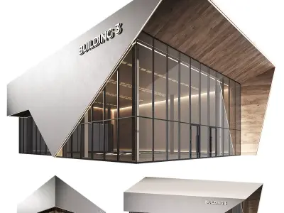 Commercial building 3 Exhibition salon Trade pavilion showroom 3D model