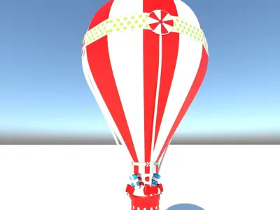 balloon 3D model hot air with stripes 3D model