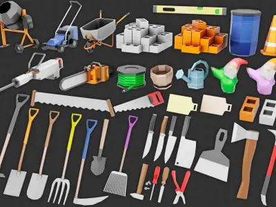 Tools Pack Low Poly Low-poly 3D model