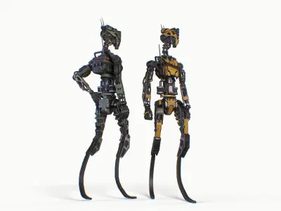 Scout robot character Unity UE gameready lowpoly model Low-poly 3D model