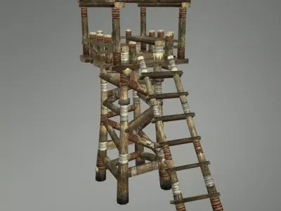 Medieval Watch Tower for Guard Low-poly 3D model