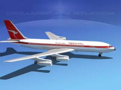 Boeing 707 Qantas 3D model