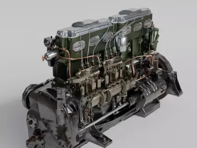 vehicle engine 3d model Low-poly 3D model
