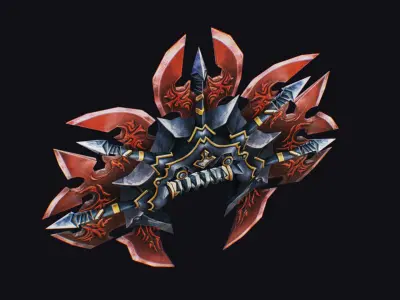 Cross Shuriken War Fan Cutting Japanese Asian Edged Weapon 4 Low-poly 3D model