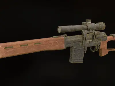 Dragunov sniper rifle  Low-poly 3D model