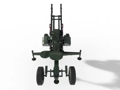 ZPU-4 Anti-aircraft quadruple guns Low-poly 3D model