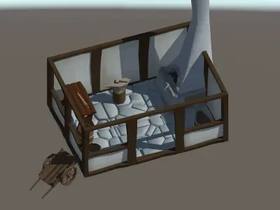 Low Poly Top down Village Constructor Free low-poly 3D model