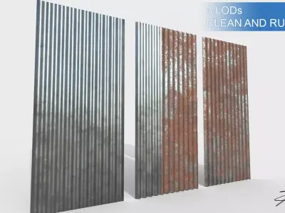 Corrugated galvanized sheets Low-poly 3D model