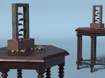 Cascading Desk Fountain on Antique Table 3D model