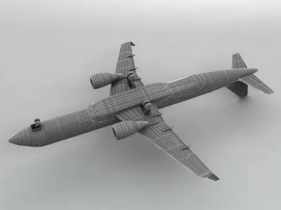 Embraer ERJ 195 - Generic White Low-poly 3D model