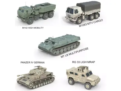 5 Military Vehicles Collection v24 Low-poly 3D model