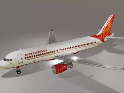 Air India airbus a320-214 low poly 3d model  Low-poly 3D model