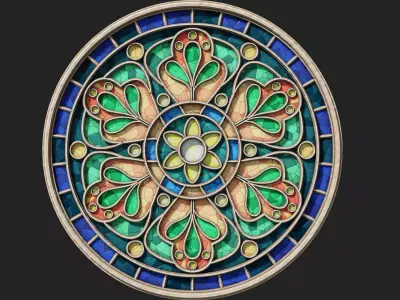 Round Gothic Rose Window 3D Model 3D model