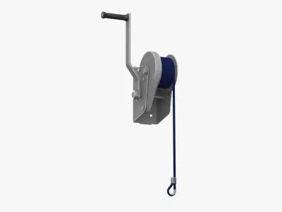 Manual Winch Crank With Cord 3D model