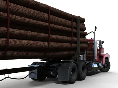 American vintage log trailer Low-poly 3D model