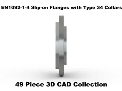 EN1092-1-4 Slip-on Flanges with Type 34 Collars 3D model