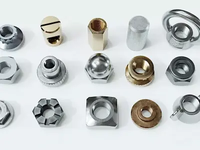 Collection of 15 nuts 3D model