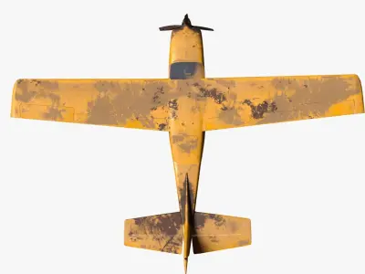 realistic destroyed propeller plane Low-poly 3D model